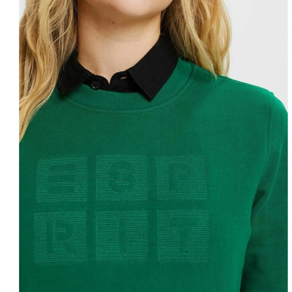 Vintage 90s ESPRIT Green Logo Sweatshirt Boxy Minimalist Fit Small - Picture 5 of 10